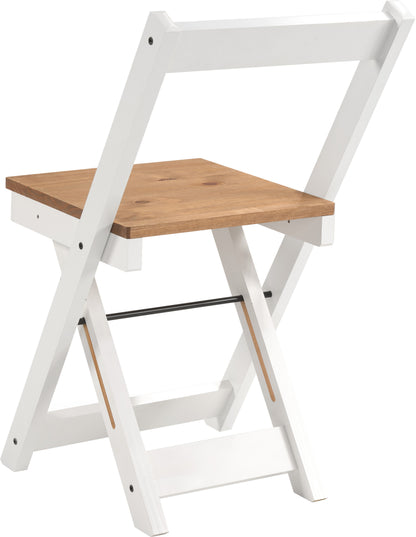 Santos Folding Chair (Box of 2) - White/Distressed Waxed Pine