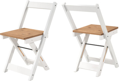 Santos Folding Chair (Box of 2) - White/Distressed Waxed Pine