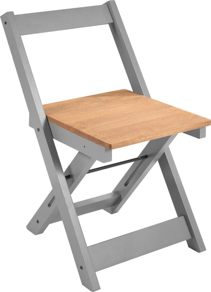 Santos Folding Chair (Box of 2) - Grey Slate/Distressed Waxed Pine
