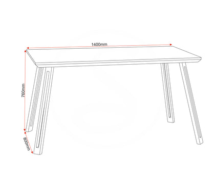 Quebec Straight Edge Dining Table - Medium Oak Effect/Black