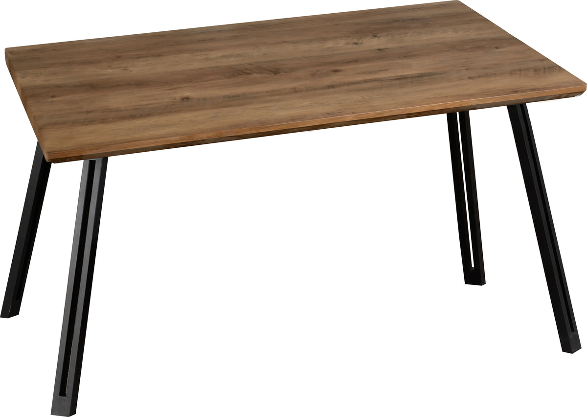 Quebec Straight Edge Dining Table - Medium Oak Effect/Black