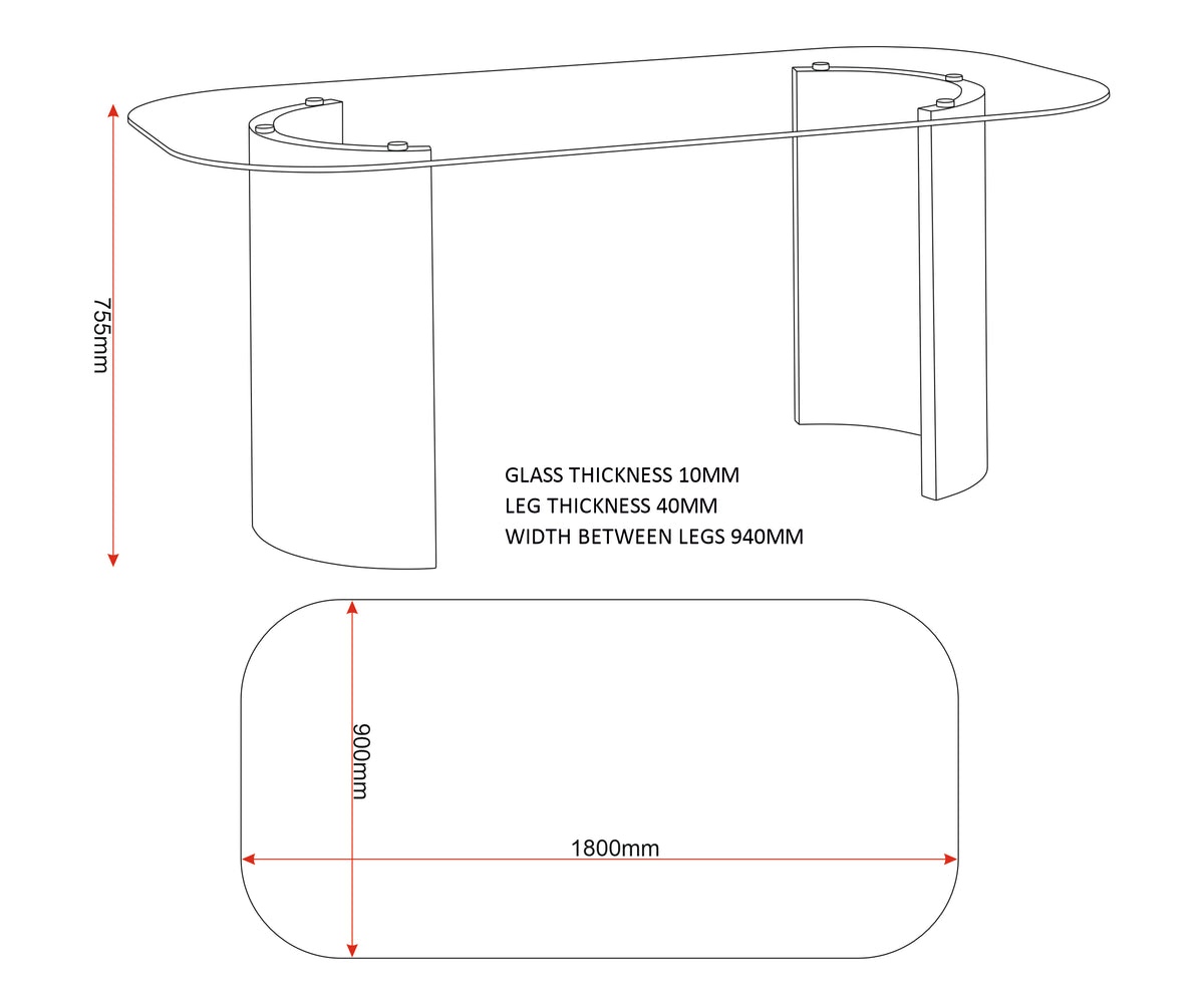 Modena Dining Table - Clear Glass/Cream Marble Effect