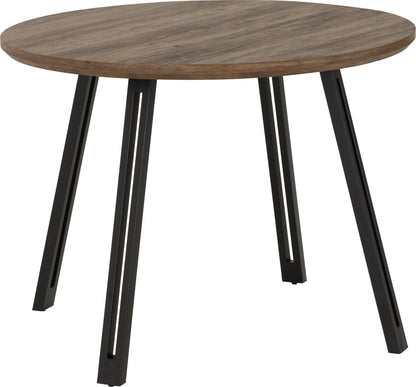 Quebec Round Dining Table - Medium Oak Effect/Black