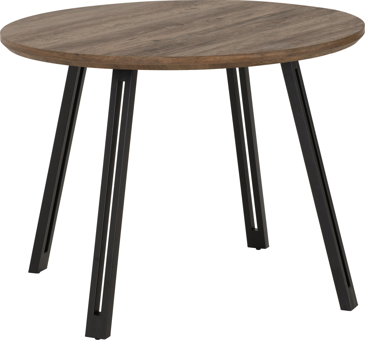 Quebec Round Dining Table - Medium Oak Effect/Black