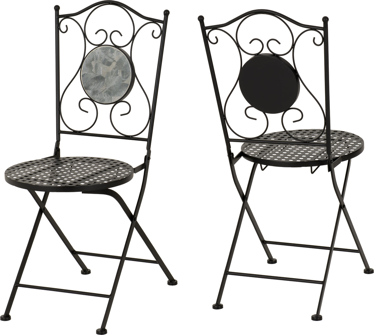 Ferne Patio Dining Set - Black/Grey Leaf