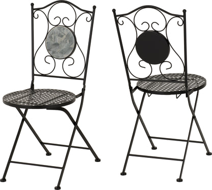 Ferne Patio Dining Set - Black/Grey Leaf