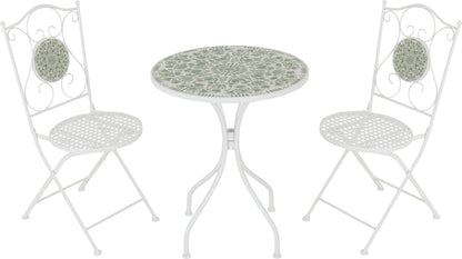 Ferne Patio Dining Set - White/Green Leaf