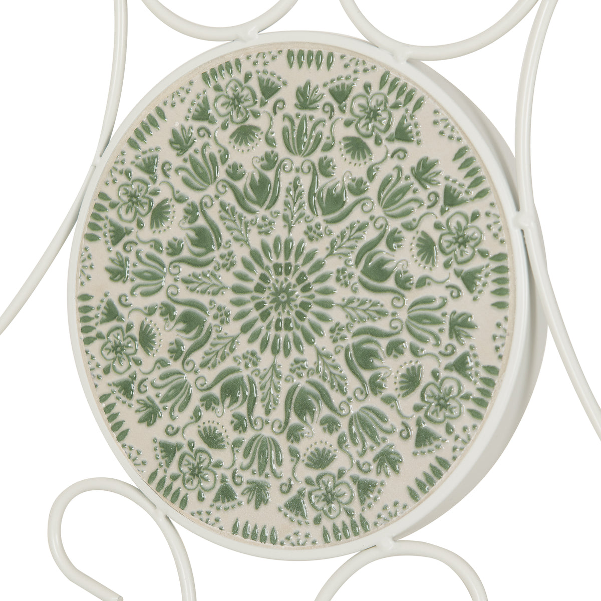 Ferne Patio Dining Set - White/Green Leaf
