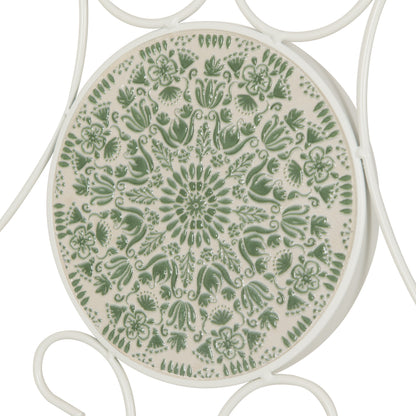 Ferne Patio Dining Set - White/Green Leaf