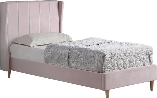 Amelia 3' Bed - Pink Velvet Fabric