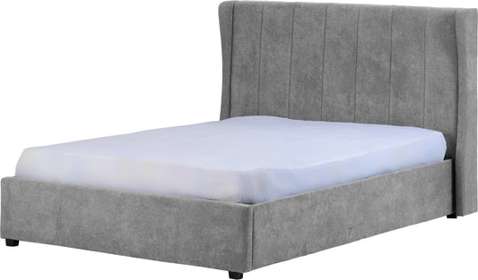 Amelia Plus 4'6" Storage Bed - Dark Grey Fabric