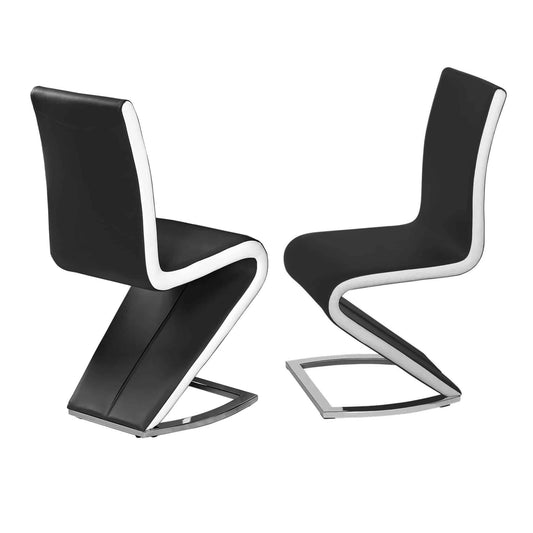Aldridge Dining Chair Black with White PU Sides (2s) - Black, Grey (Set of 2)