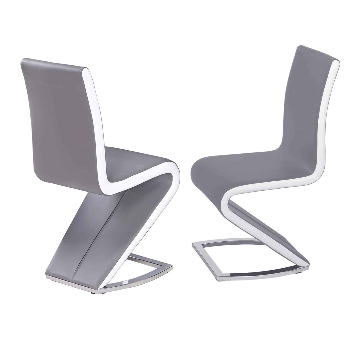 Aldridge Dining Chair Grey with White PU Sides (2s) - Black, Grey (Set of 2)