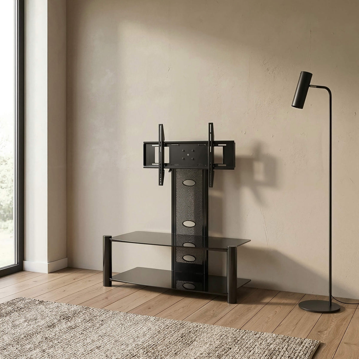 Alpine Flat Screen TV Stand Black (Baron)