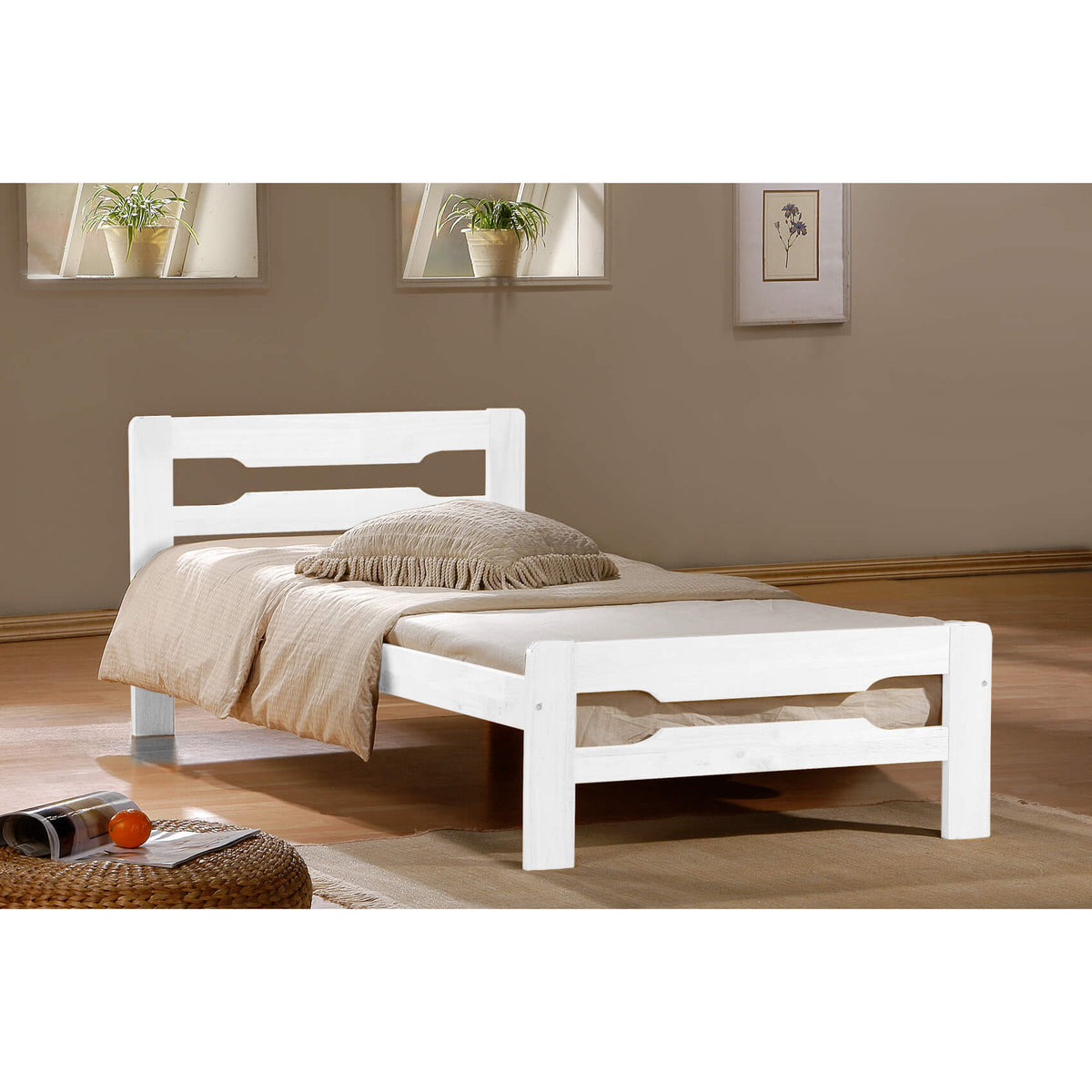 Amelia Solid Wood Single Bed White