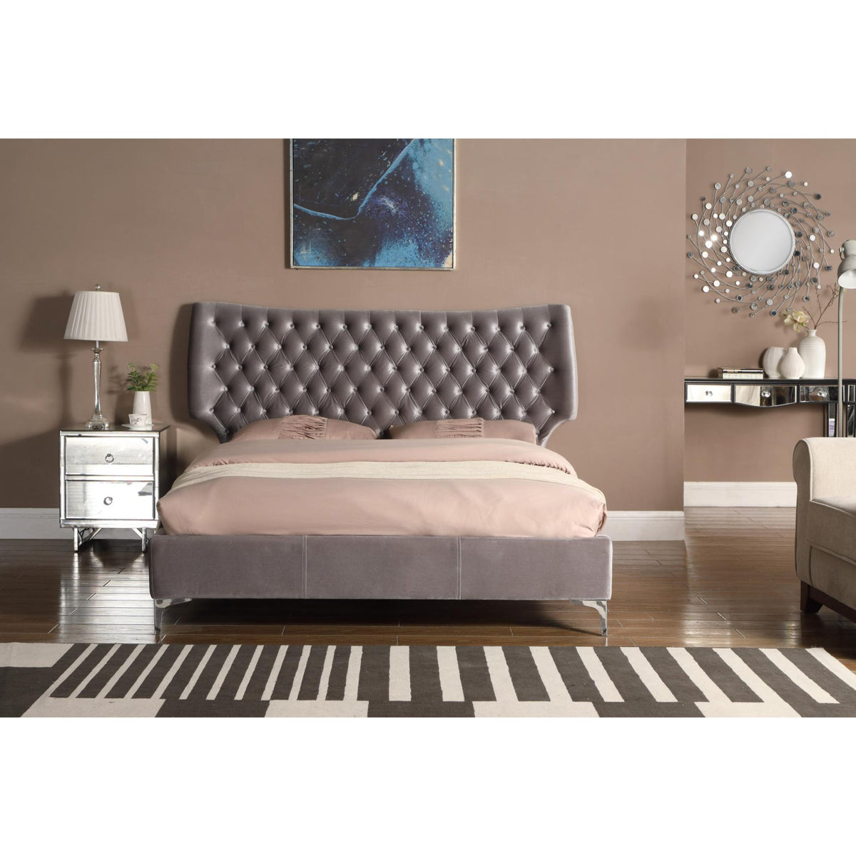 Ashbourne Velvet Bed Grey