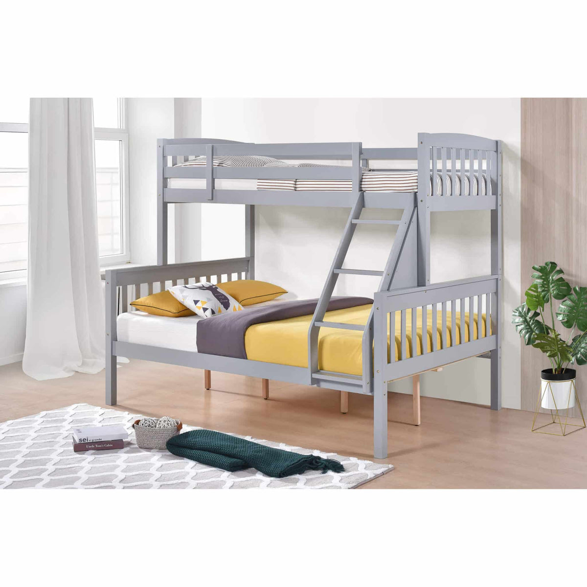 Ashbrook Solid Wood Triple Bunk Bed - Grey