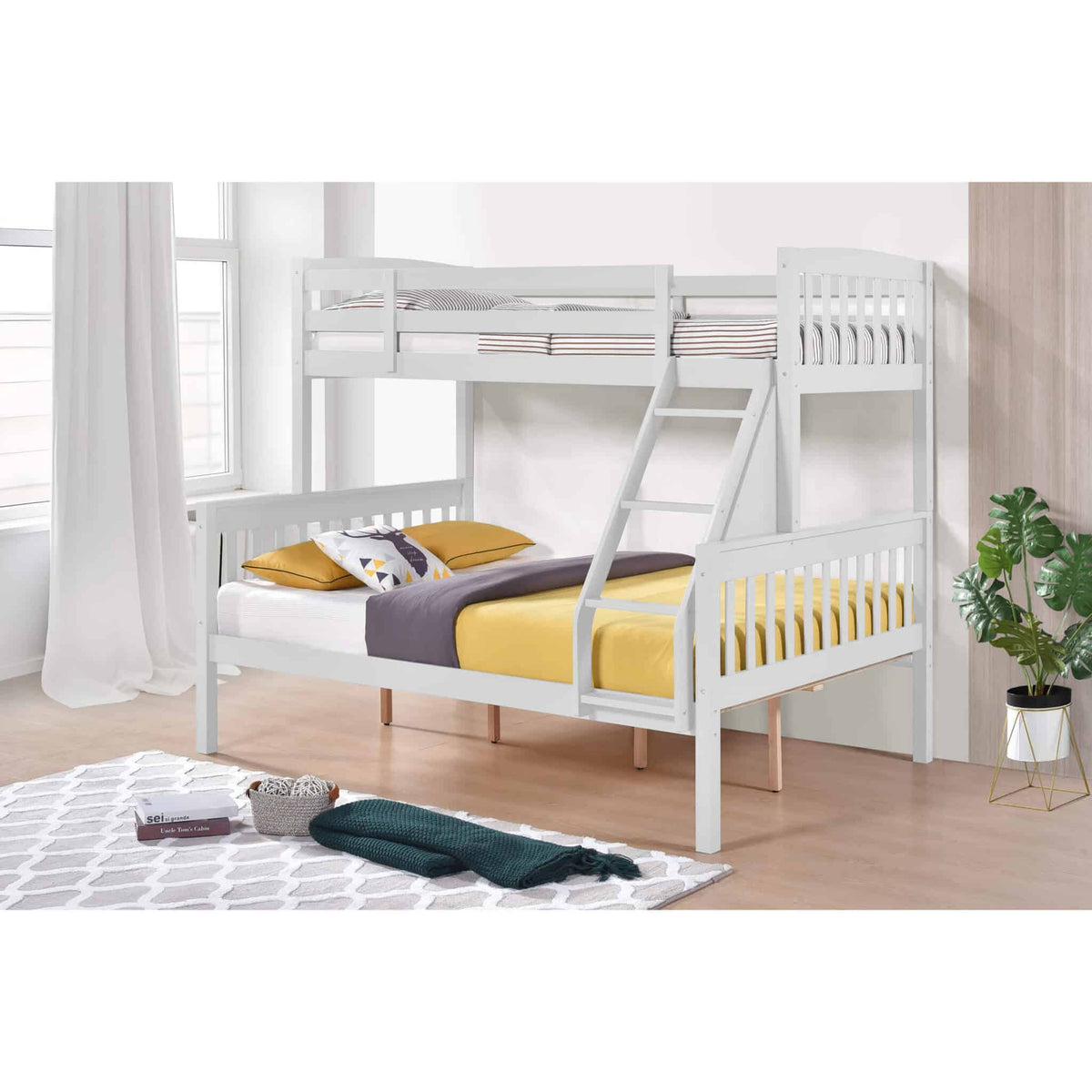 Ashbrook Solid Wood Triple Bunk Bed - White