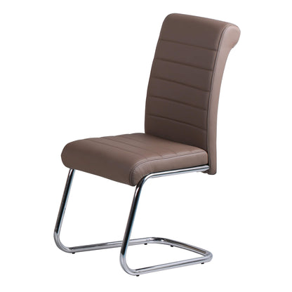 Astra PU Chairs Chrome (2s) - Brown (Set of 2)