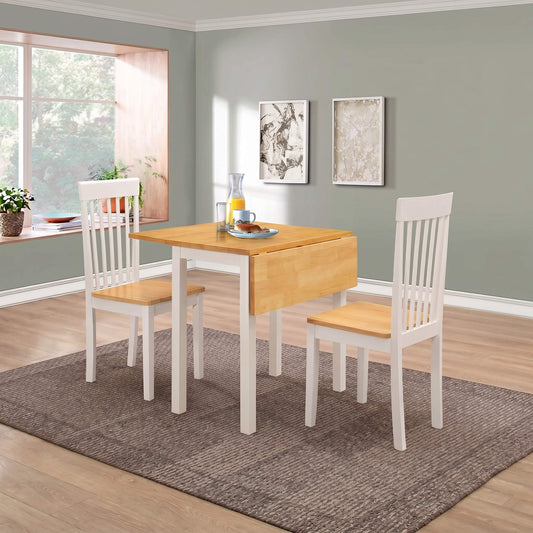 Atlas (Amber) White Dropleaf Dining Set with 2 Chairs