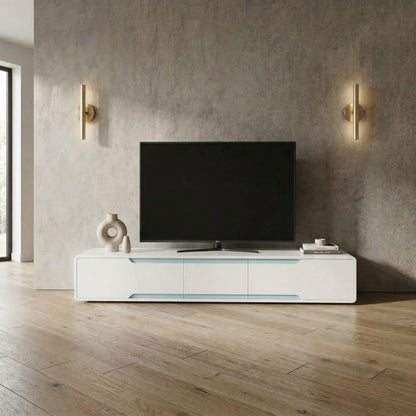Badini TV Unit White Matt Gloss 3 Drawer