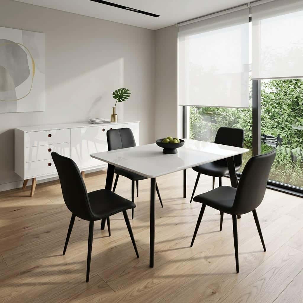 Belgium Medium Dining Table White with Black Legs