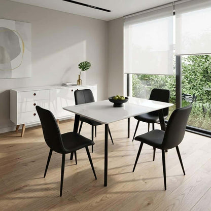 Belgium Medium Dining Table White with Black Legs