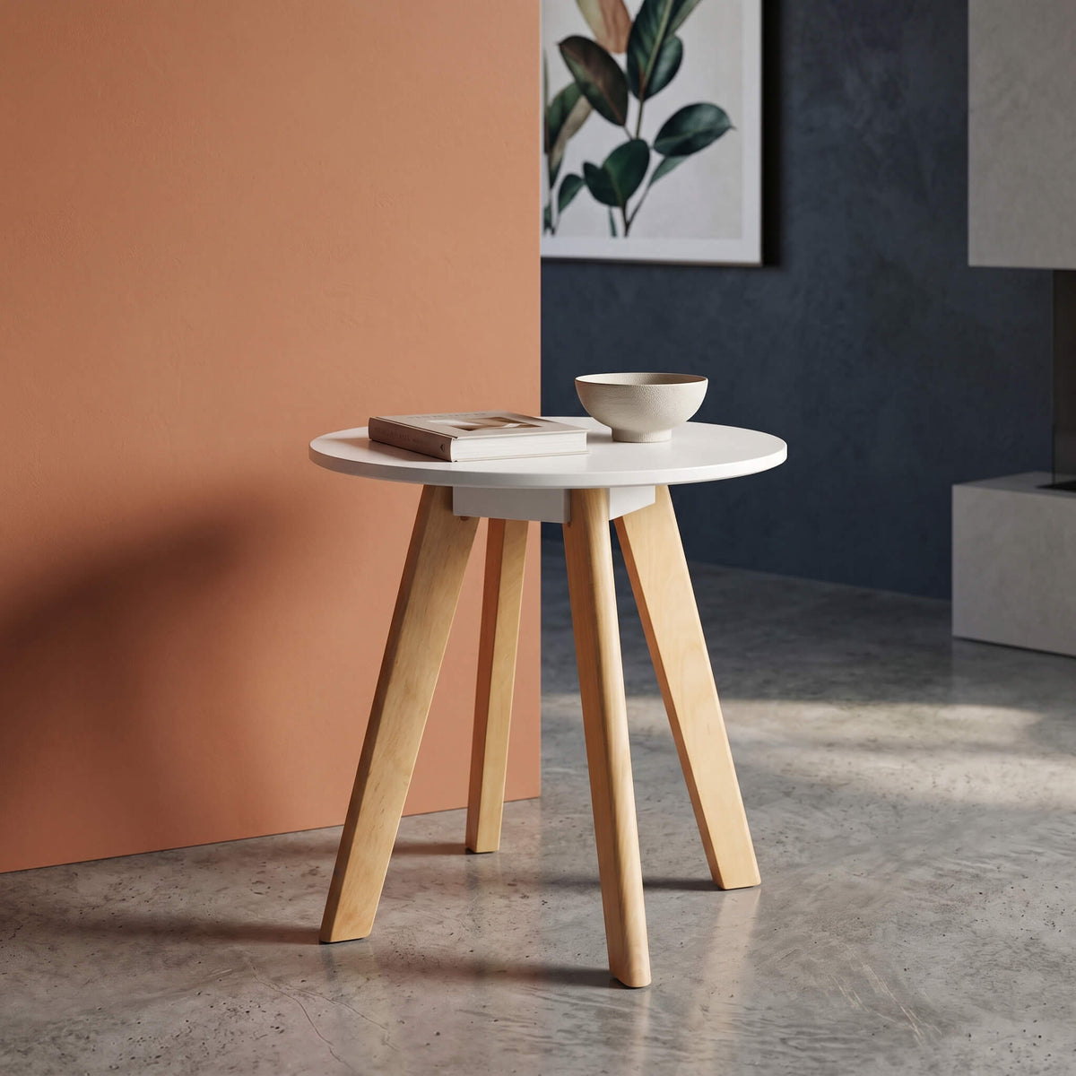 Belgium Round Lamp Table White
