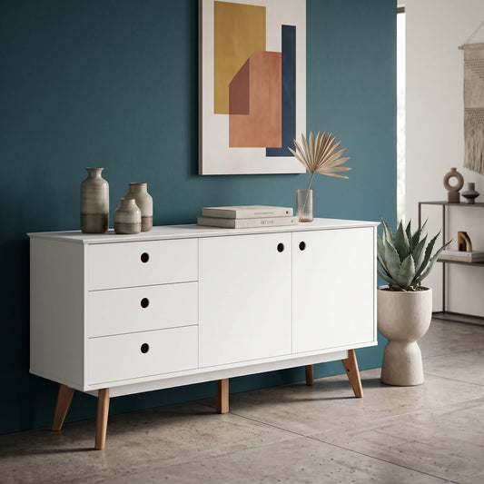 Belgium Sideboard White 2 Doors & 3 Drawers