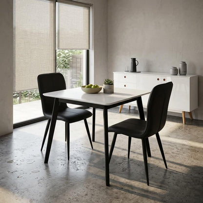 Belgium Small Dining Table White with Black Legs