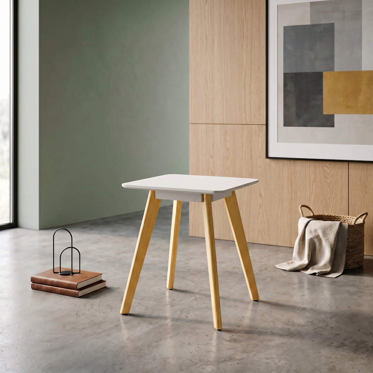 Belgium Square Lamp Table White