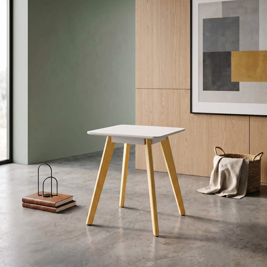 Belgium Square Lamp Table White