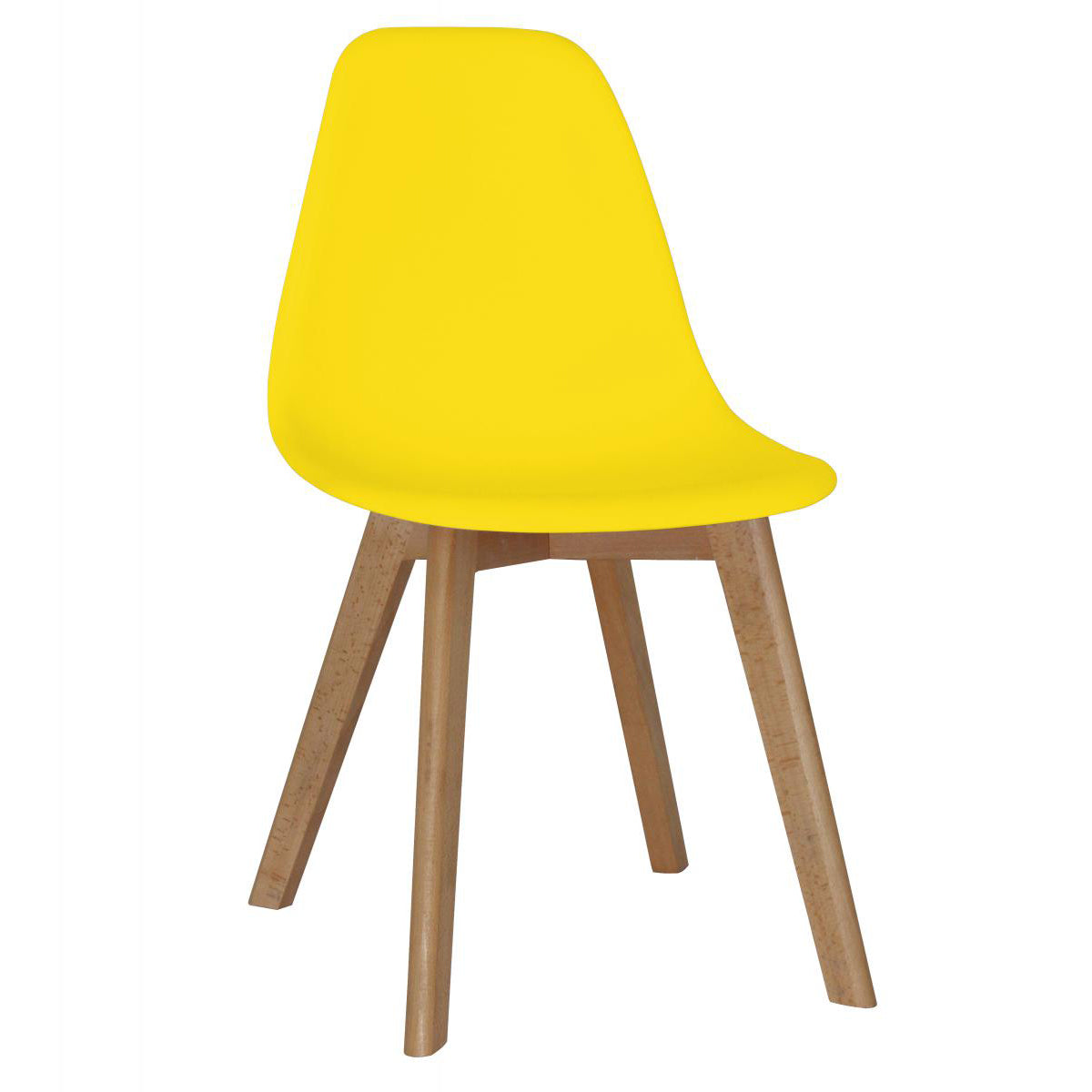 Belgium Plastic (PP) Chairs with Solid Beech Legs - Yellow (Set of 4)