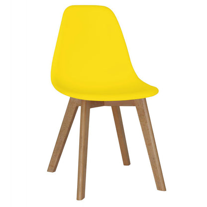 Belgium Plastic (PP) Chairs with Solid Beech Legs - Yellow (Set of 4)