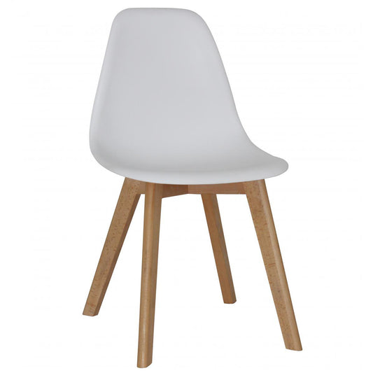 Belgium Plastic (PP) Chairs with Solid Beech Legs - White (Set of 4)