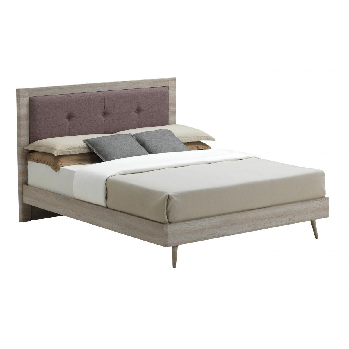Belvoir Bed Grey Oak & Mocca Fabric