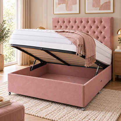 Plush Pink Ottoman Bed