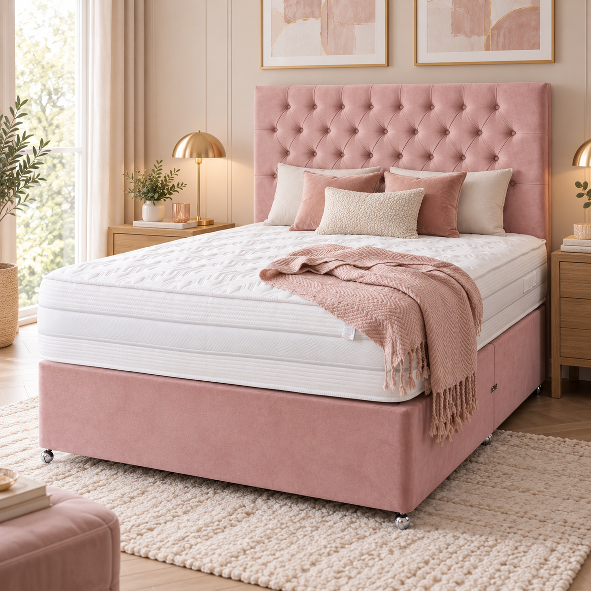 Plush Pink Divan Bed