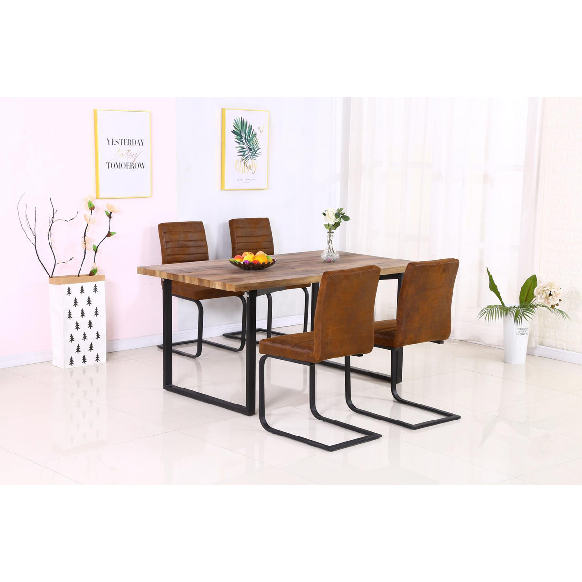Boston Dining Table Natural & Black - Black, Natural