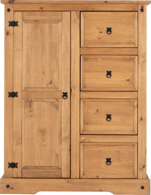 Corona 1 Door 4 Drawer Low Wardrobe