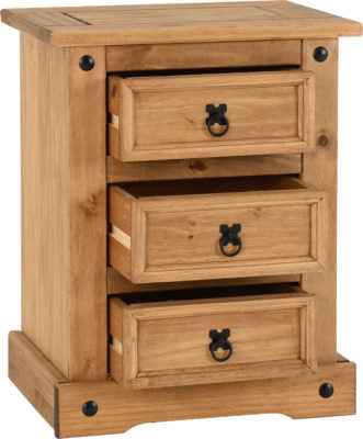 Corona 3 Drawer Bedside