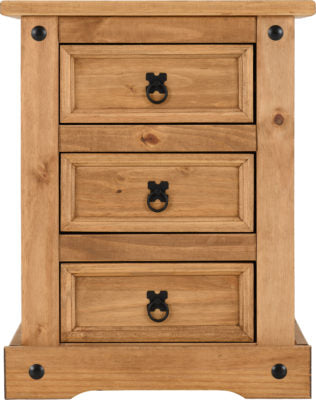 Corona 3 Drawer Bedside