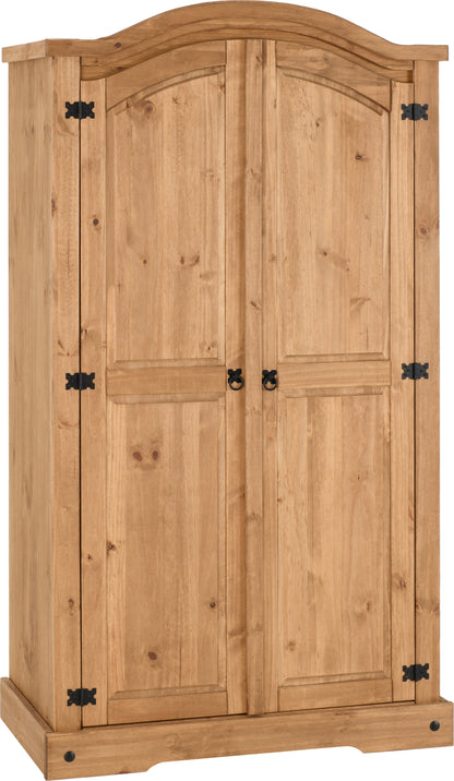 Corona 2 Door Wardrobe - Distressed Waxed Pine