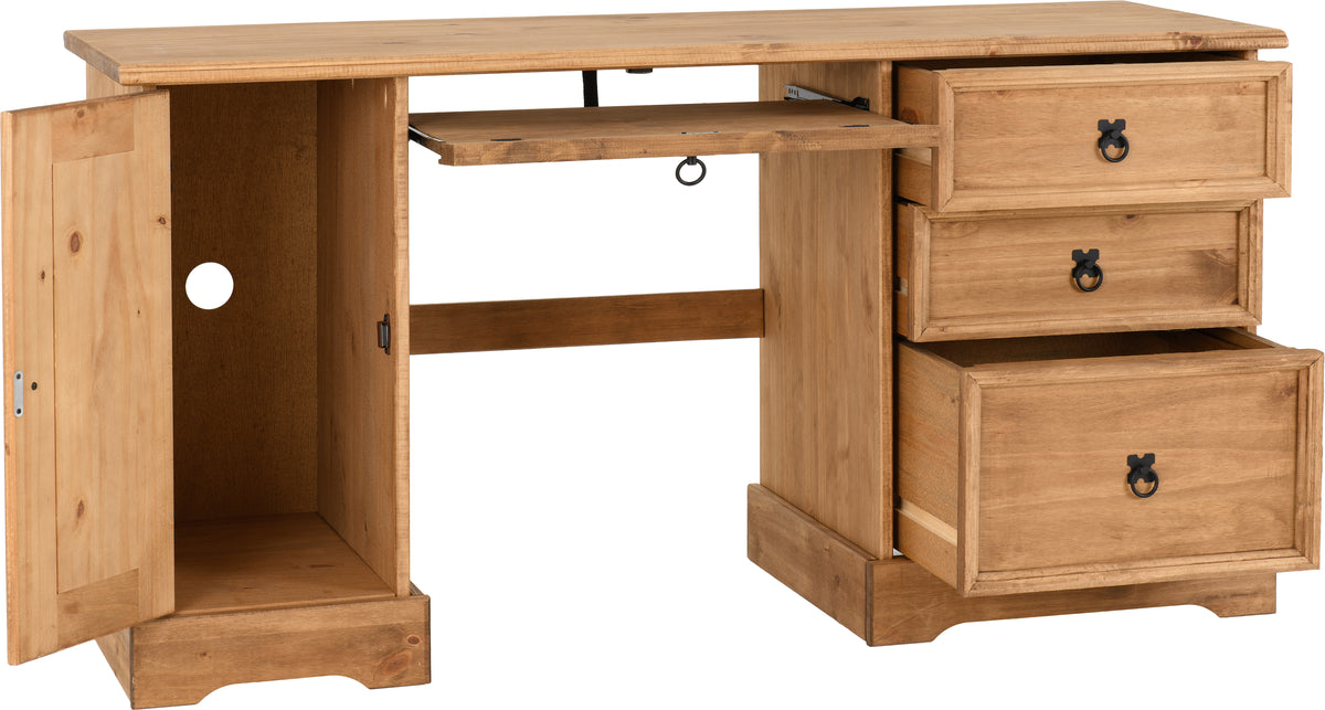 Corona Computer Desk - Distressed Waxed Pine