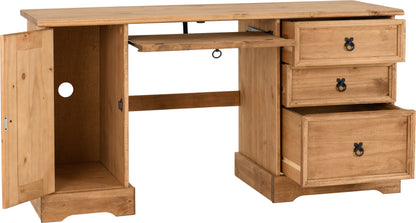 Corona Computer Desk - Distressed Waxed Pine