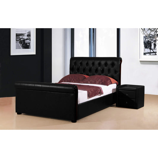 Caxton Storage PU Bed - Black