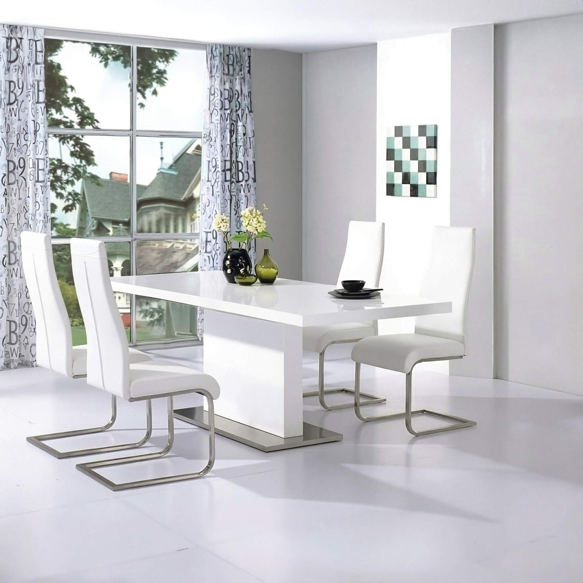 Chaffee Dining Table White High Gloss