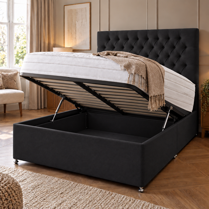 Plush Black Ottoman Bed