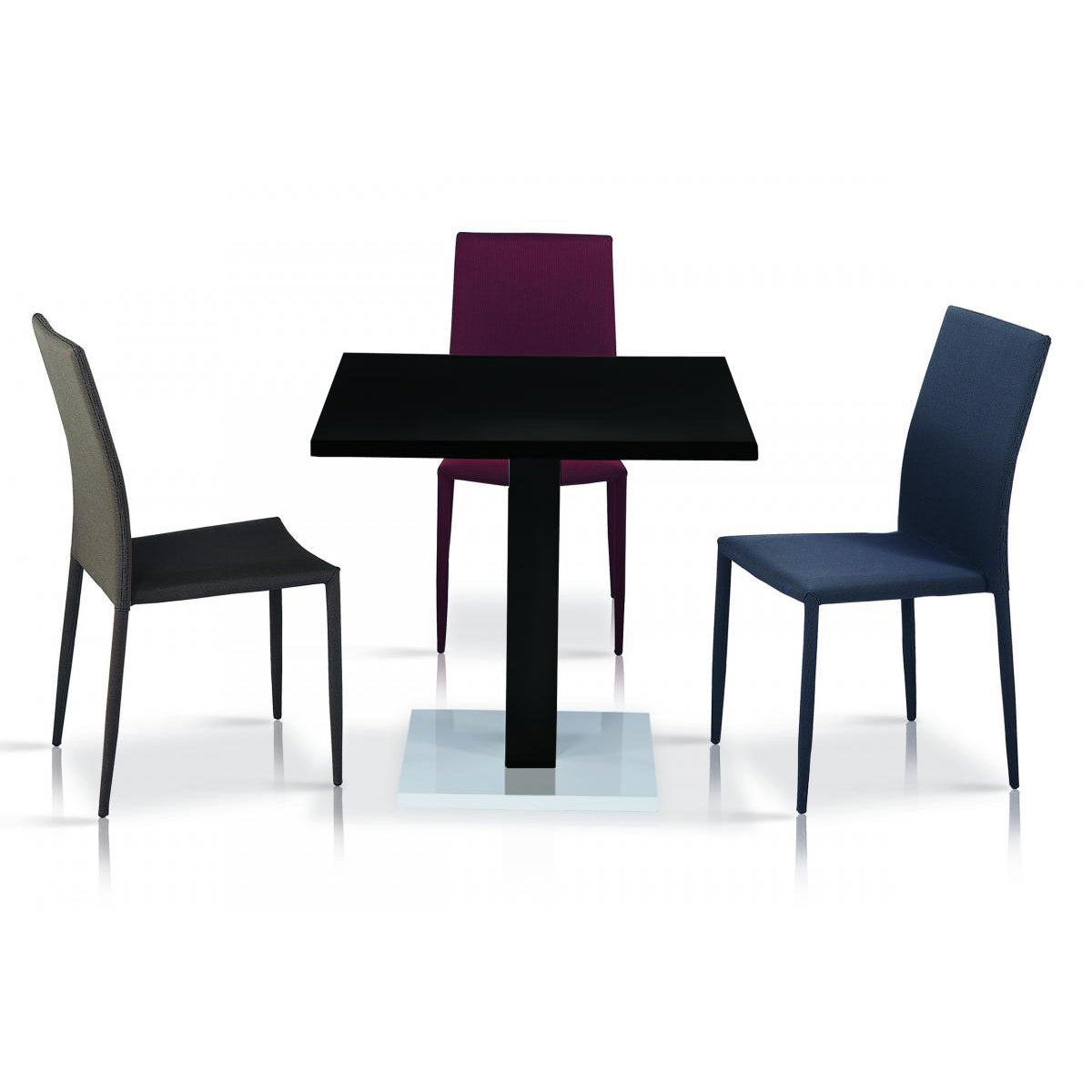 Chatham High Gloss Table with Stainless Steel Base - Black