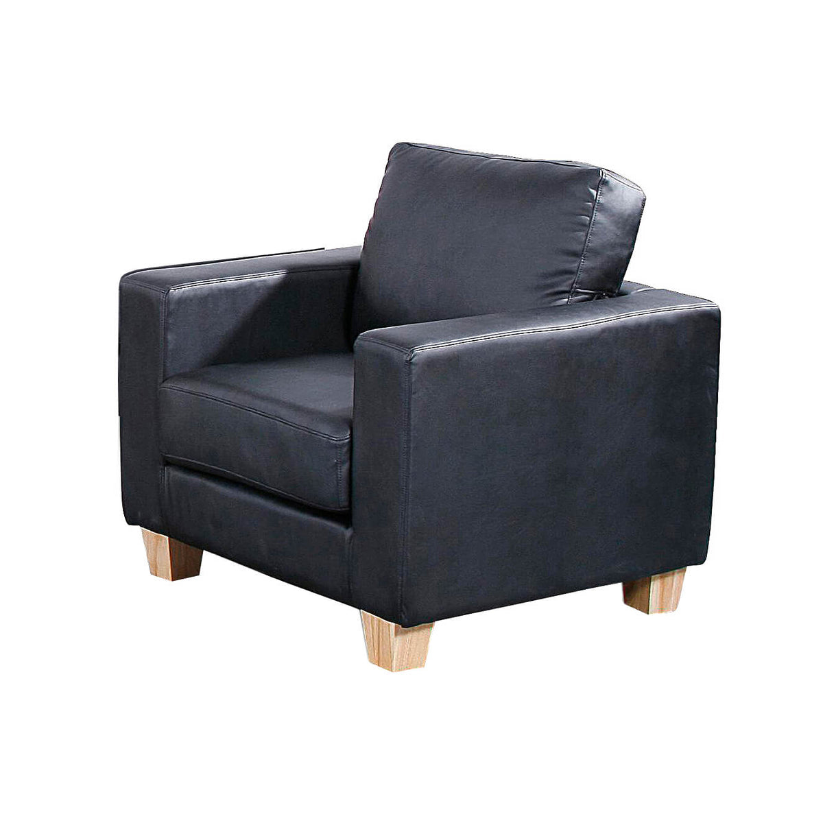 Chesterfield 1 Seater Sofa PU - Black